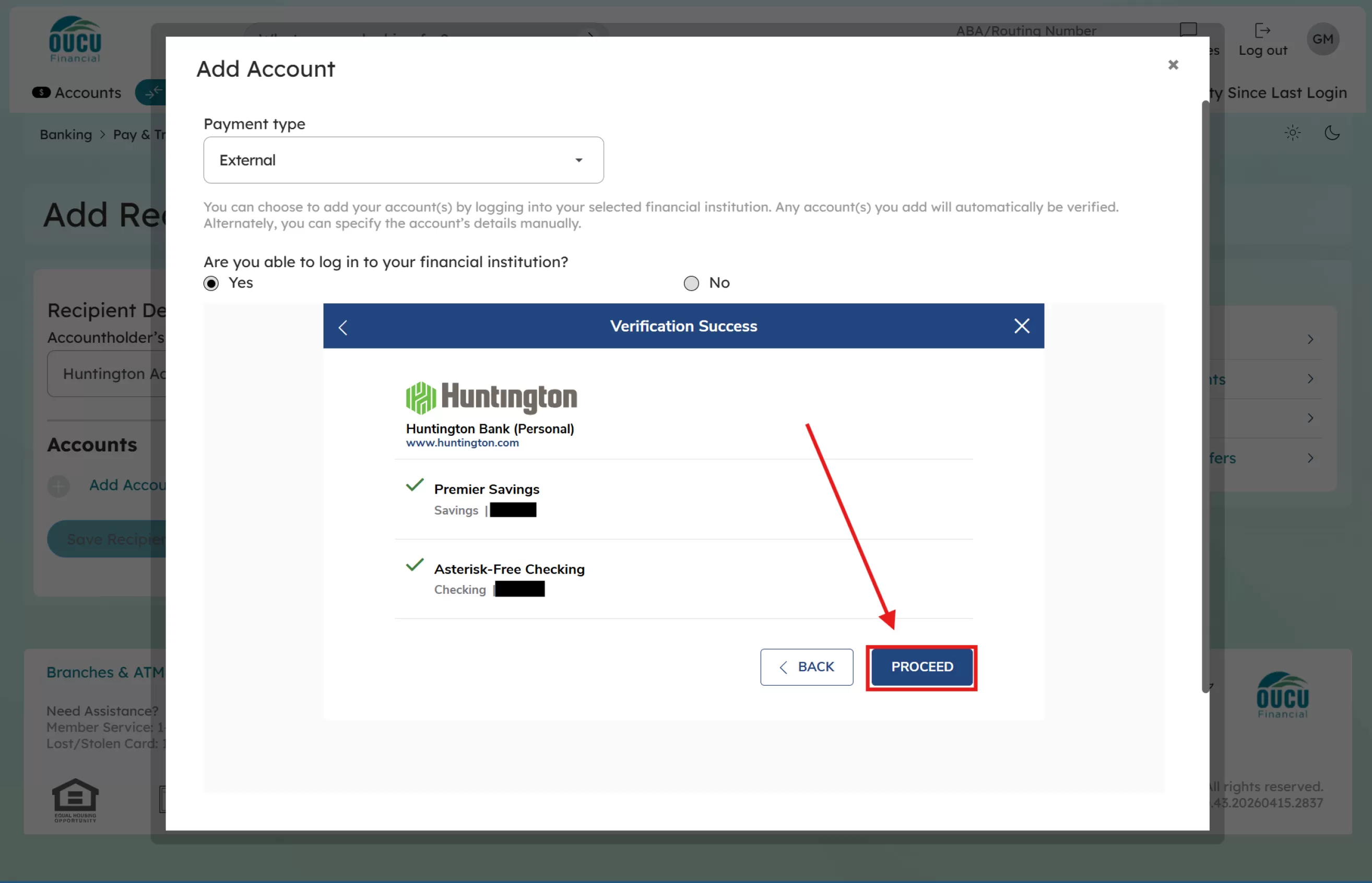 You should get a Verification Success message, just click the “Proceed” button to continue.